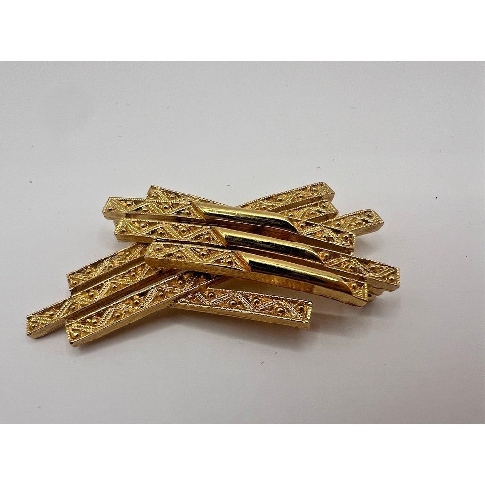 Monet Gold Brooch Abstract Textured Bars Modernist Pin Vintage Signed Statement